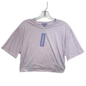 Florence by Mills Cropped T-Shirt Lavender Elastic Hem Women’s Large